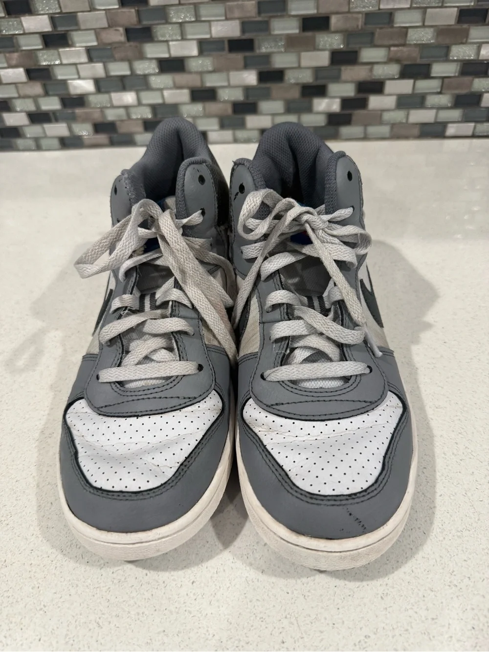 Nike Court Borough Mid Sneakers Gray/White Size 7Y Athletic Shoes
